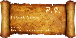 Pitrik Vince névjegykártya